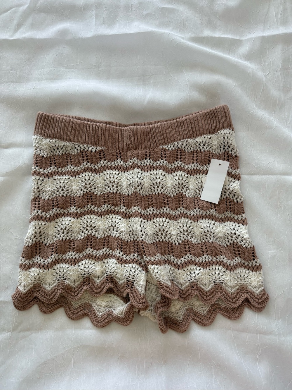 Hippie Rose Taupe and Cream Knit Shorts